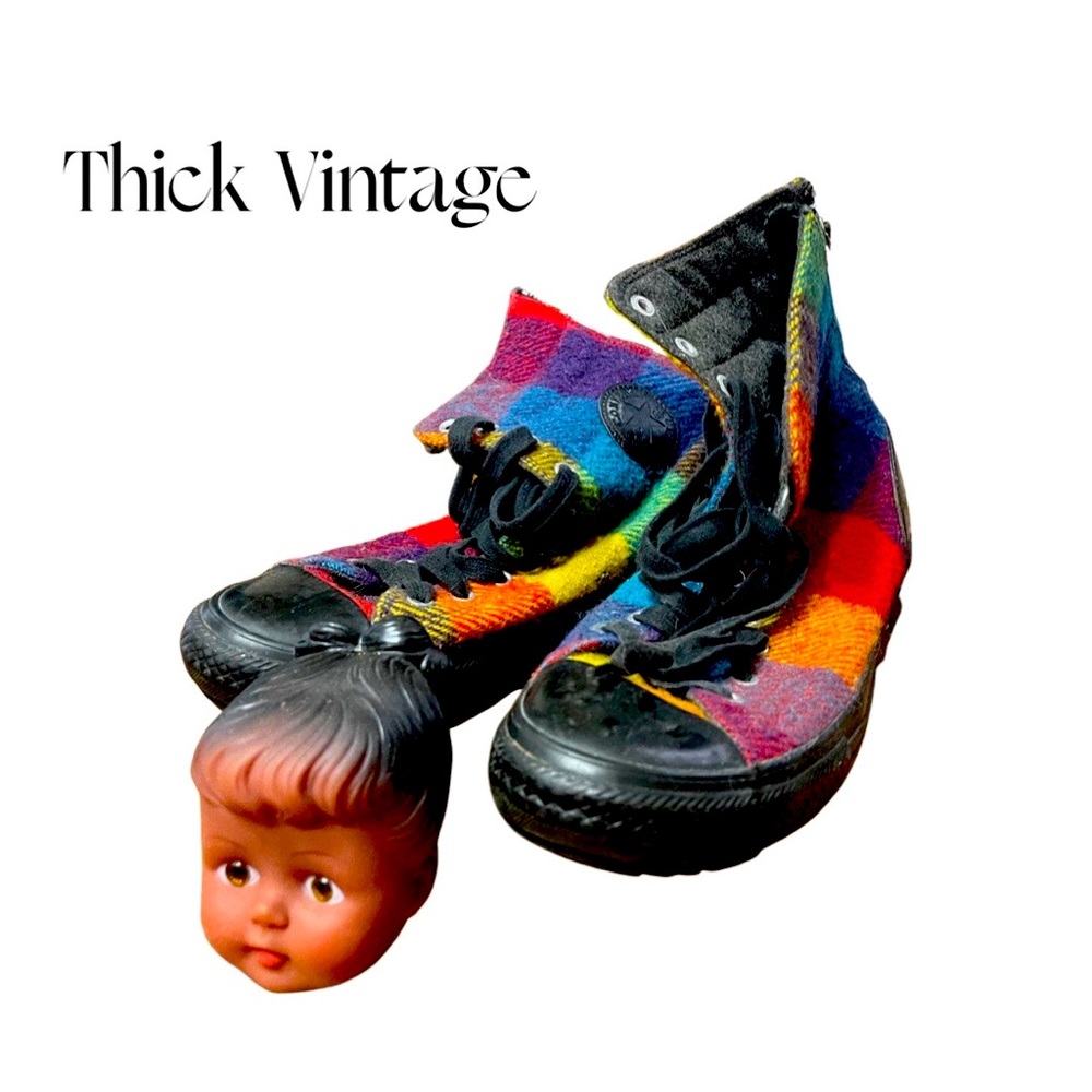 Converse All-Star High-tops. Plaid Rainbow. Size 11. 🌈